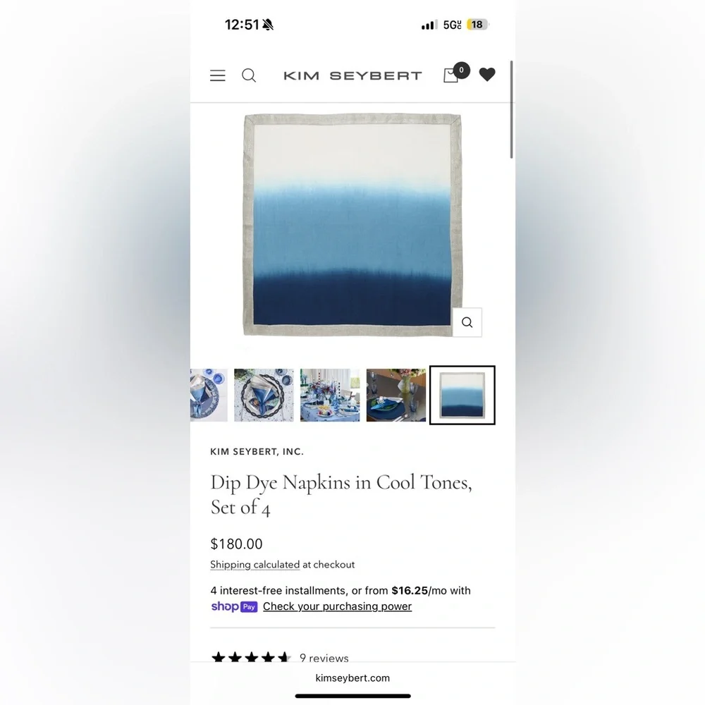 Handmade Dip Dyed Ombre Dinner Napkins | 20”x20” | Modern Tropical Wedding Event